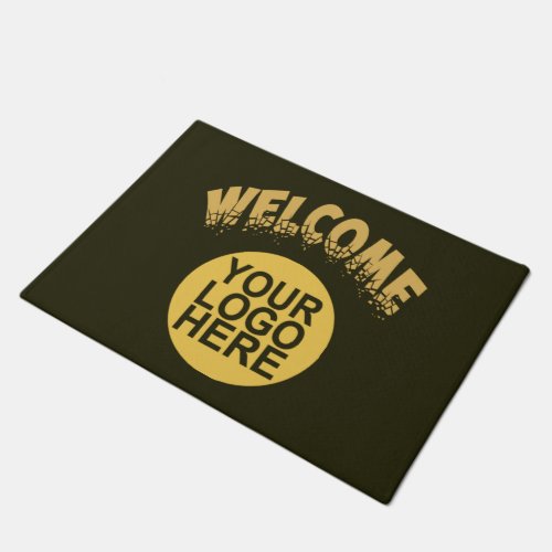 Custom Business Logo GoldBlack Welcome Doormat