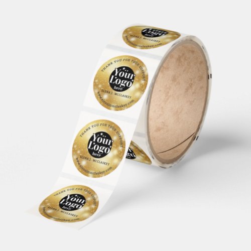 Custom Business Logo Gold Elegant Brand Round  Classic Round Sticker