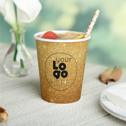 Custom Business Logo Gold Glitter Paper Party Cups