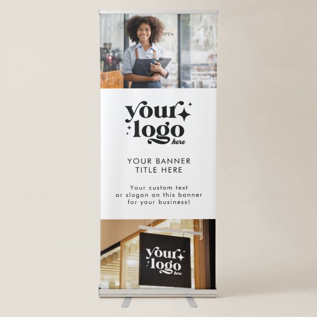 Custom Business Logo Grand Opening 2 Photo Retractable Banner (Front)