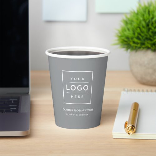 Custom Business Logo Gray and White Branded Paper Cups