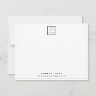 Custom Business Logo Green Border Company Name  Note Card