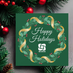 Custom Business Logo Green Christmas Magnet Card