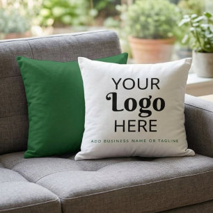 Custom Business Logo Green White Corporate Branded Throw Pillow