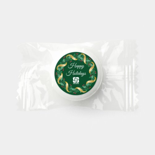 Custom Business Logo Green Wreath Holiday Party Life Saver Mints