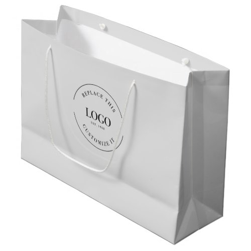 Custom Business logo Grey Simple Large Gift Bag