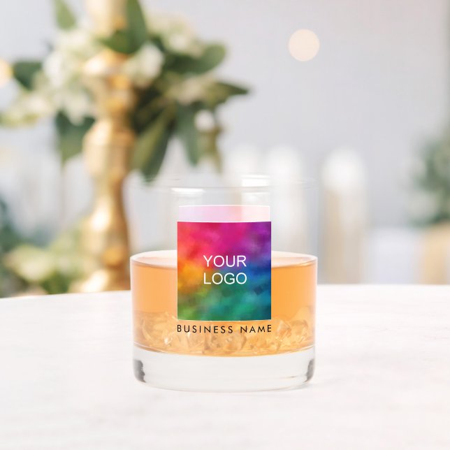 Custom Business Logo Here Add Name Text Single Whiskey Glass (Insitu (Wedding))