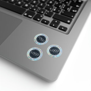 Custom Business Logo Holographic Elegant Classic Round Sticker