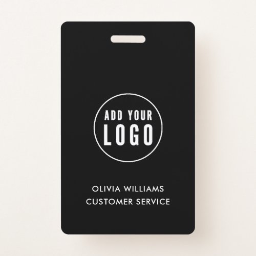  Custom Business Logo ID  Modern Black Employee   Badge