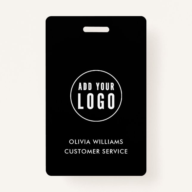  Custom Business Logo ID | Modern Black Employee   Badge (Front)