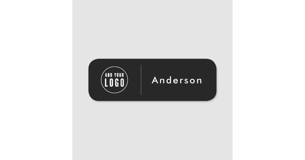Custom Business Logo ID | Modern Black Employee Name Tag | Zazzle