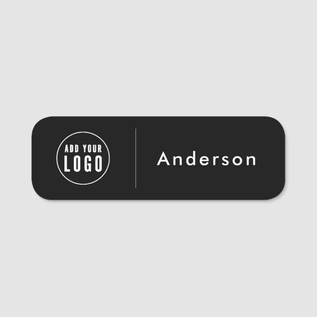 Custom Business Logo ID | Modern Black Employee Name Tag | Zazzle