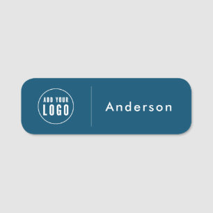 Custom Business Logo ID Modern Black Employee Name Tag