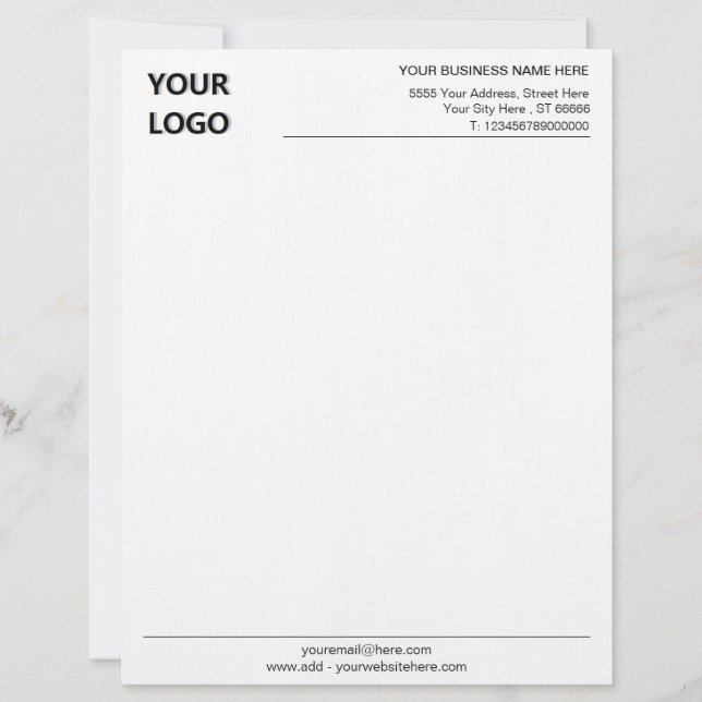 Custom Business Logo Info Personalized Letterhead (Front)