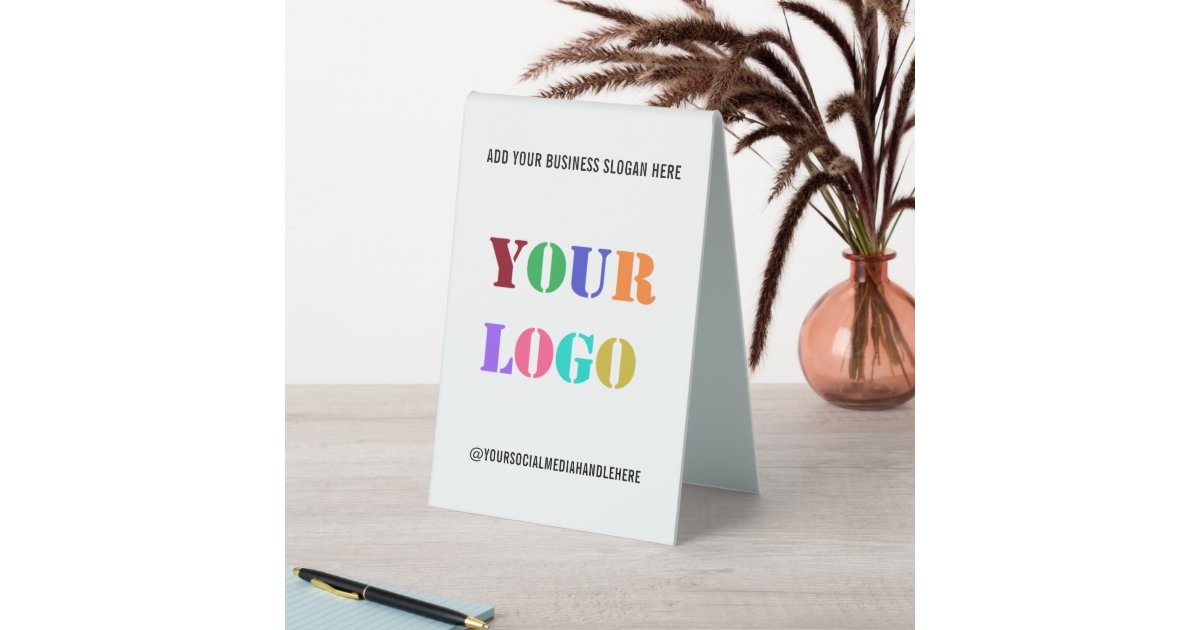 Custom Business Logo Info Text Name Tabletop Signs | Zazzle