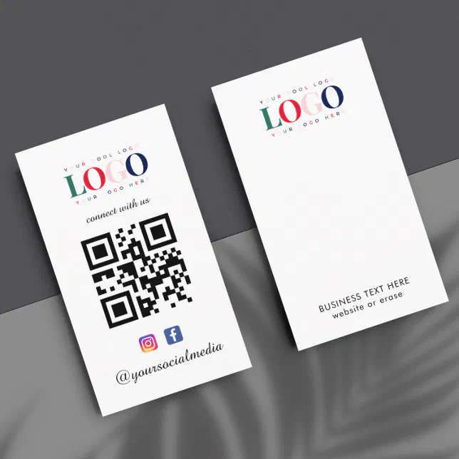 Custom Business Logo Instagram Facebook QR Code Business Card Zazzle