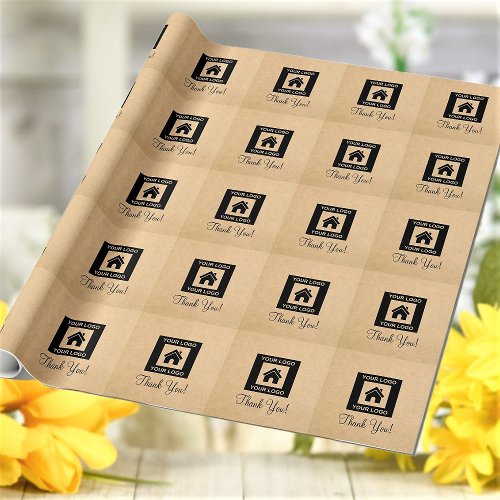 Custom Business Logo Kraft Style Thank You Wrappin Wrapping Paper