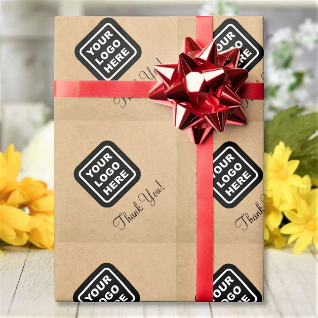 Custom Business Logo Kraft Style Thank You Wrapping Paper (Creator Uploaded)