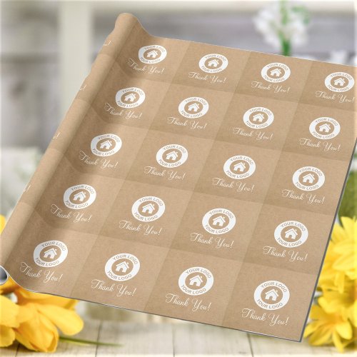Custom Business Logo Kraft Style Thank You Wrapping Paper