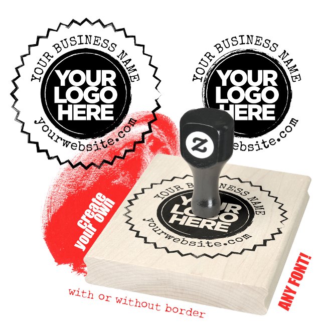 Custom Business Logo Large Rustic Rubber Stamp (Create your own rubber stamp)