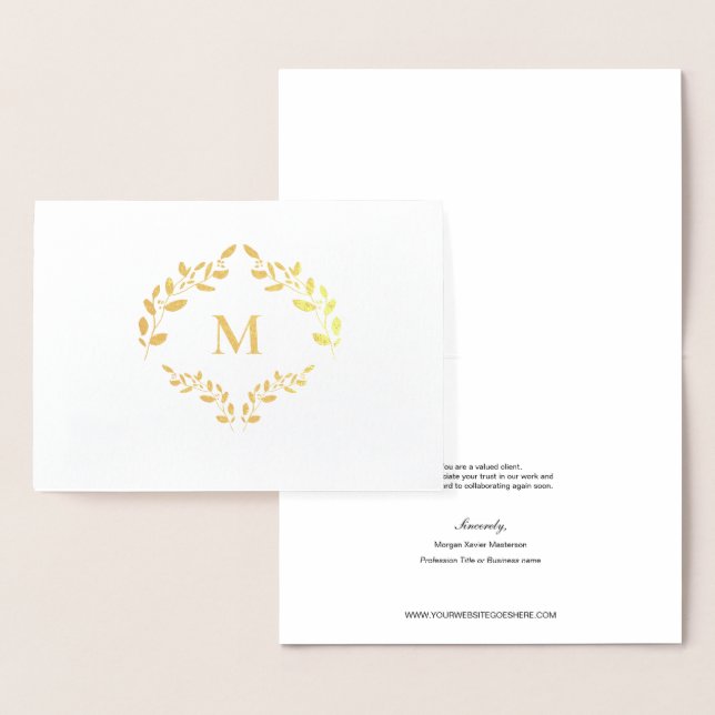 Custom Business Logo Laurel Wreath Monogram Foil Card (Display)