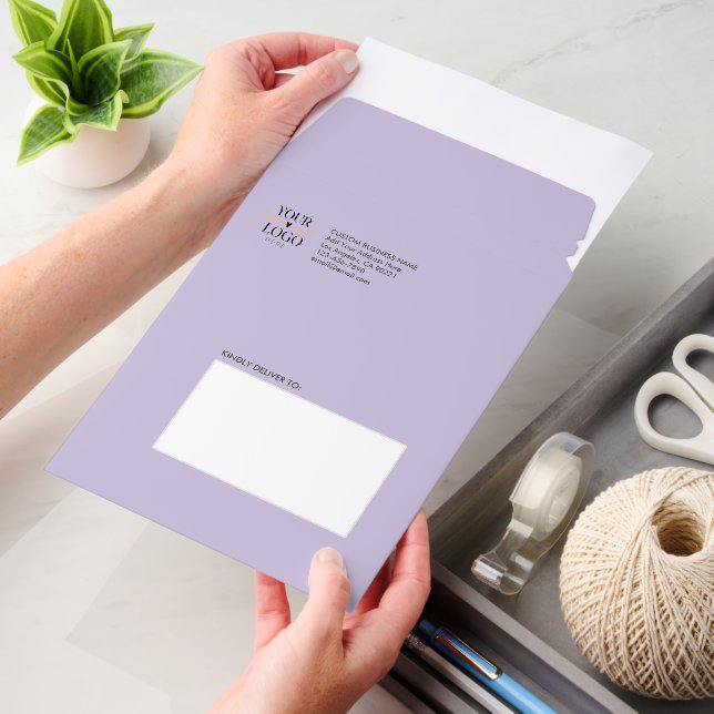 Custom Business Logo Lavender Cardstock Envelope Mailers (Desk)