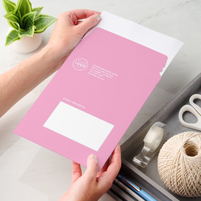 Custom Business Logo Light Pink Cardstock Envelope Mailers (Desk)