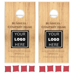 Custom Business Logo Light Rustic Wood Cornhole Set