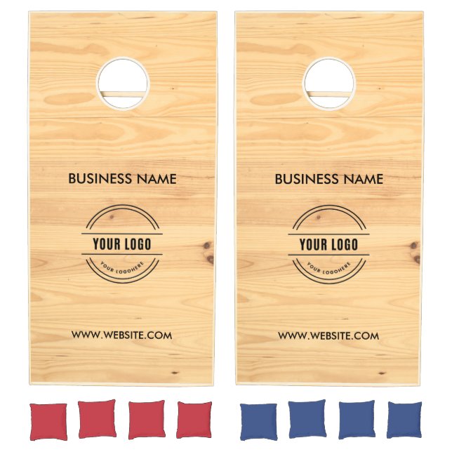 Custom Business Logo Light Wood Grain Branded Corn Cornhole Set (Set)
