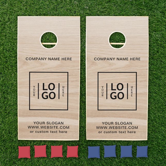 Custom Business Logo Light Wood Grain Company Cornhole Set (Creator Uploaded)