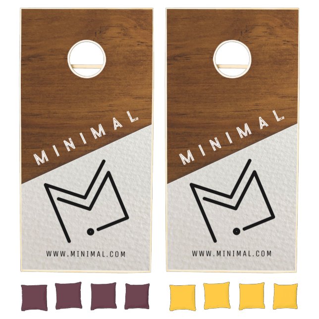 Custom Business Logo Light Wood Minimal Design Cornhole Set (Set)