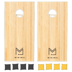 Custom Business Logo Light Wood Minimal Design Cornhole Set