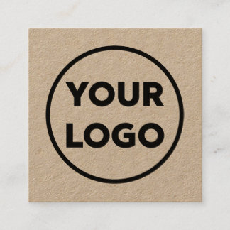 Custom Business Logo Long Name Minimal Kraft Square Business Card