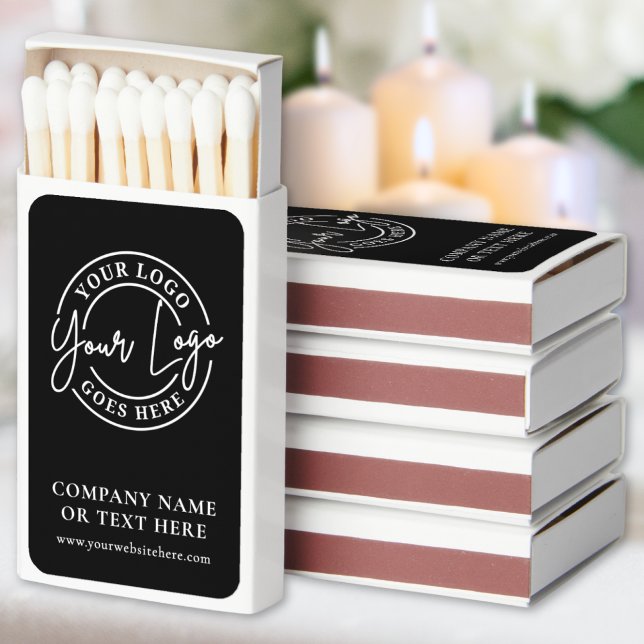 Custom Business Logo Matchboxes (Custom Branded Black White Business Logo Matchboxes)