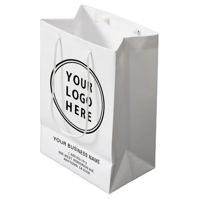 Custom Business Logo Medium Gift Bag (Front Angled)