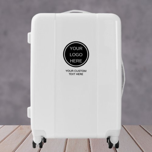 Custom Business Logo Minimal Black  White Travel Luggage