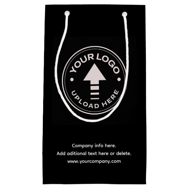Custom Business Logo Minimalist Black Small Gift Bag (Front)