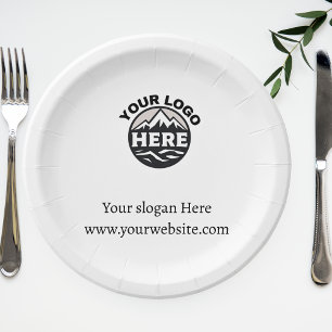Custom Business Logo Minimalist Company Event Paper Plates