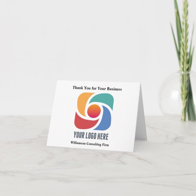 Custom Business Logo Minimalist Company Name Thank You Card (Front)