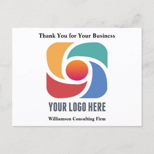 Custom Business Logo Minimalist Company Thank You Postcard