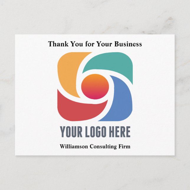 Custom Business Logo Minimalist Company Thank You Postcard (Front)
