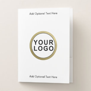 Custom Business Logo Minimalist White  Pocket Folder