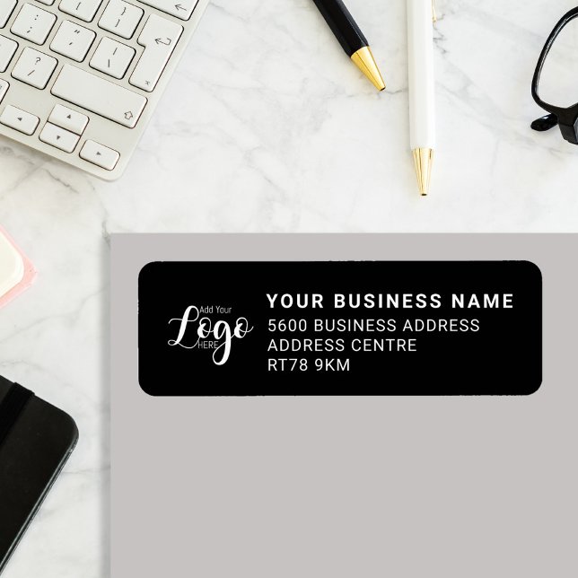 Custom Business Logo | Modern Black Company Return Label (Creator Uploaded)