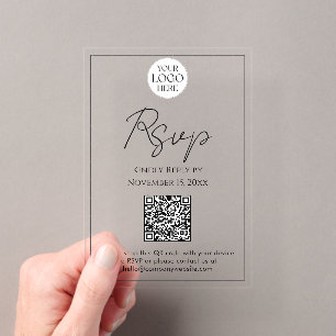 Custom Business Logo Modern Elegant QR Code Acrylic Rsvp Card