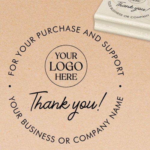 Custom Business Logo Modern Elegant Thank You Rubber Stamp