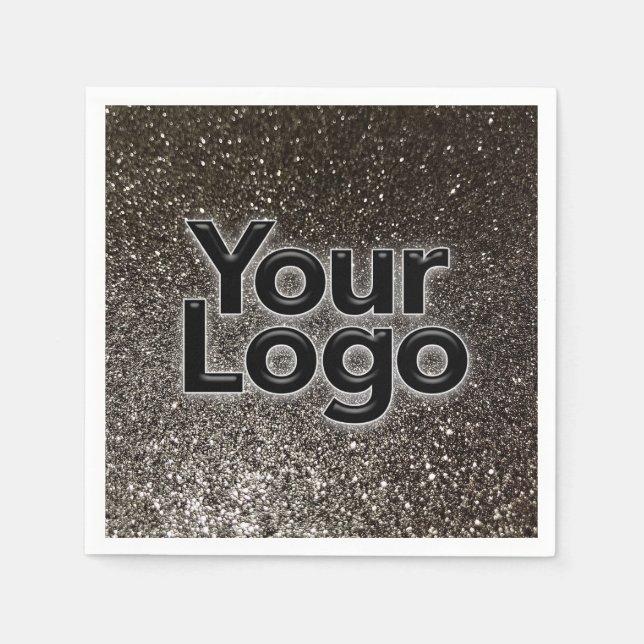 Custom Business Logo Modern Fun Glitter Party      Napkins (Front)