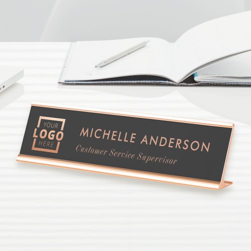 Custom Business Logo Modern Manager Copper Desk Name Plate