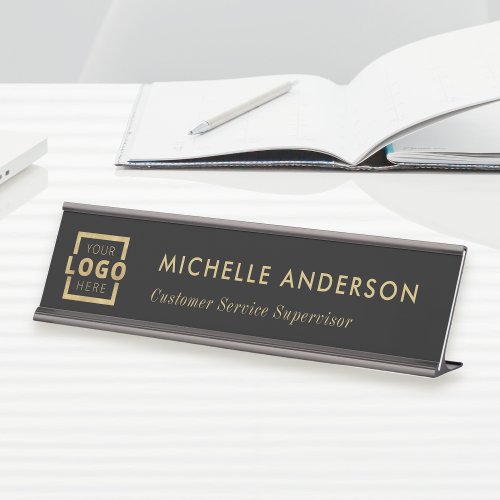 Custom Business Logo Modern Manager Gold Desk Name Plate