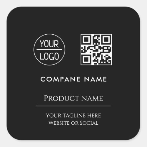 custom business logo Modern minimal Black Square Sticker