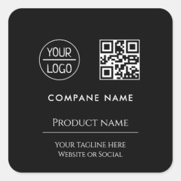 custom business logo Modern minimal Black Square Sticker